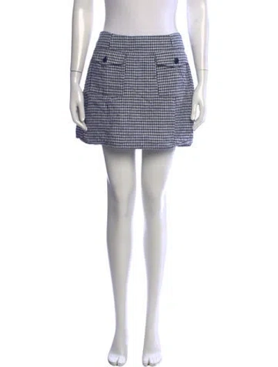 Pre-owned Reformation Linen Mini Skirt In Blue/white