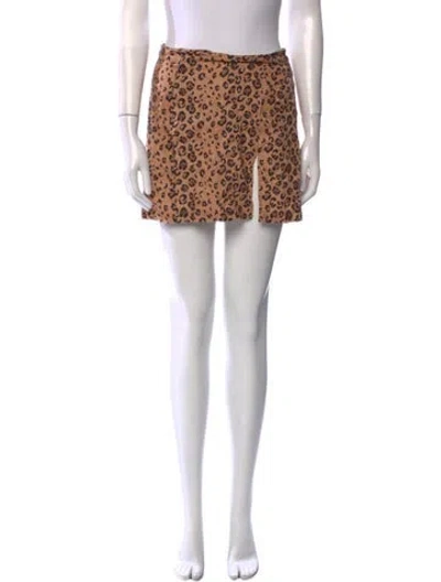 Pre-owned Reformation Linen Mini Skirt In Brown