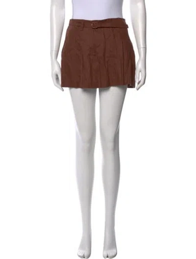 Pre-owned Reformation Linen Mini Skirt In Brown