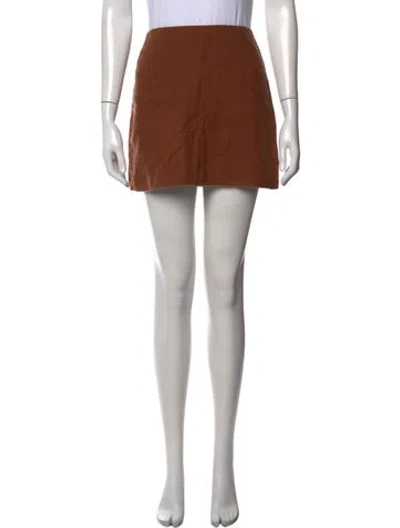 Pre-owned Reformation Linen Mini Skirt In Brown