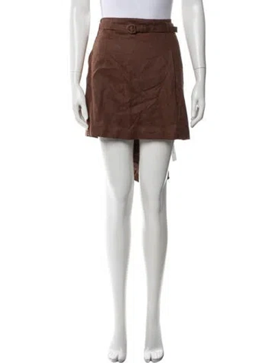 Pre-owned Reformation Linen Mini Skirt In Brown