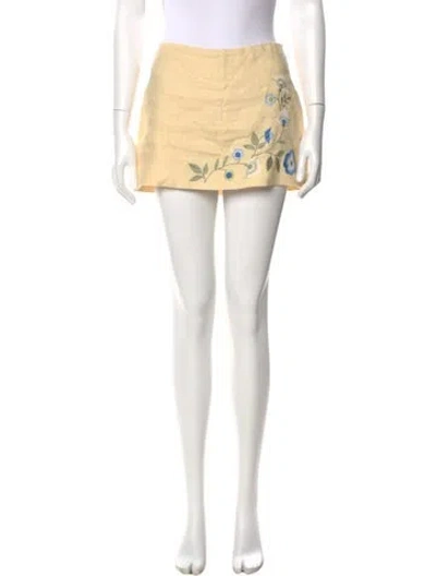 Pre-owned Reformation Linen Mini Skirt In Neutral