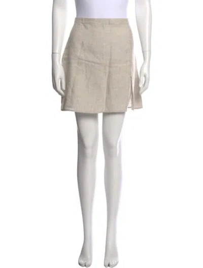 Pre-owned Reformation Linen Mini Skirt In Neutral