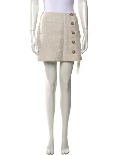Pre-owned Reformation Linen Mini Skirt In Neutrals