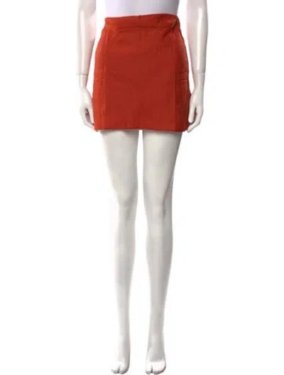 Pre-owned Reformation Linen Mini Skirt In Orange