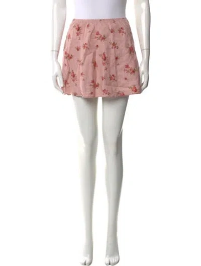 Pre-owned Reformation Linen Mini Skirt In Pink
