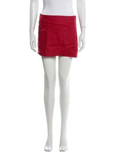 Pre-owned Reformation Linen Mini Skirt In Red