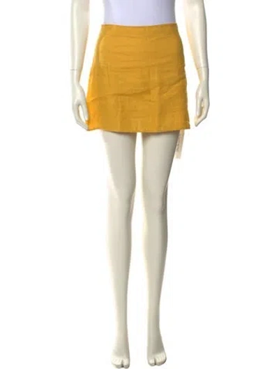 Pre-owned Reformation Linen Mini Skirt In Yellow