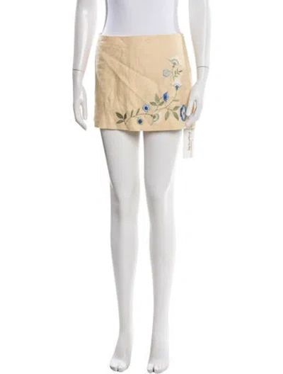 Pre-owned Reformation Linen Mini Skirt In Yellow