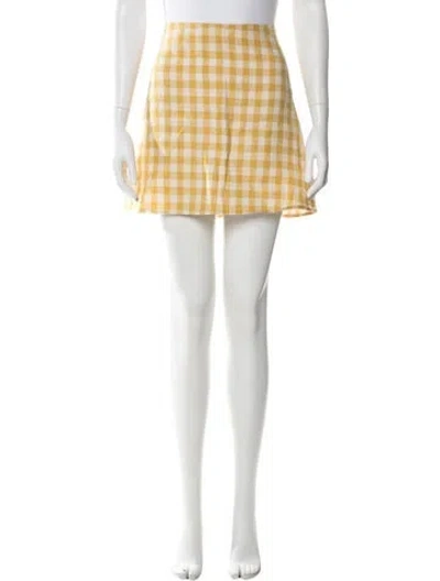 Pre-owned Reformation Linen Mini Skirt In Yellow