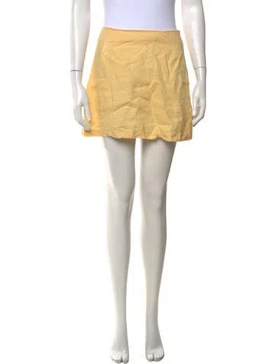 Pre-owned Reformation Linen Mini Skirt In Yellow
