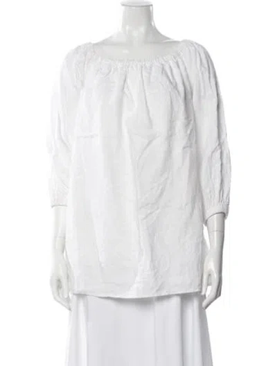 Pre-owned Reformation Linen Off-the-shoulder Blouse W/ Tags In White