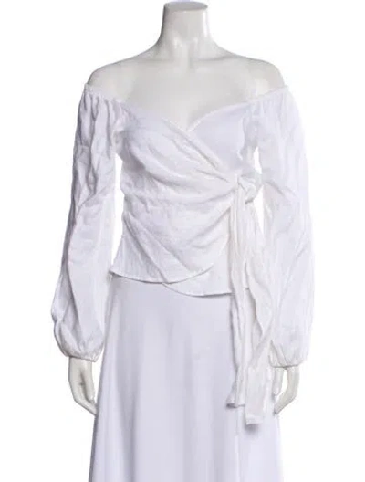 Pre-owned Reformation Linen Off-the-shoulder Blouse In White