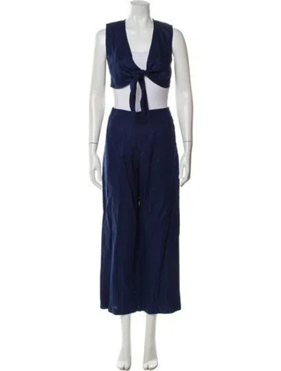 Pre-owned Reformation Linen Pant Set In Blue
