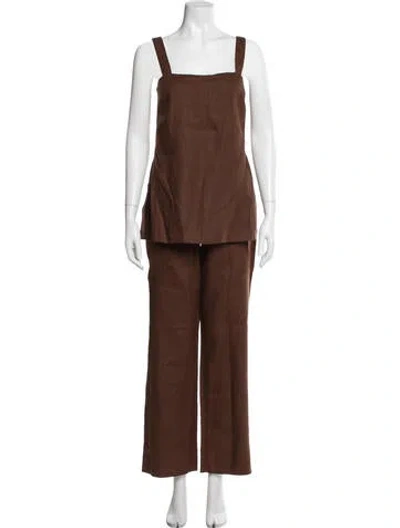 Pre-owned Reformation Linen Pant Set In Brown