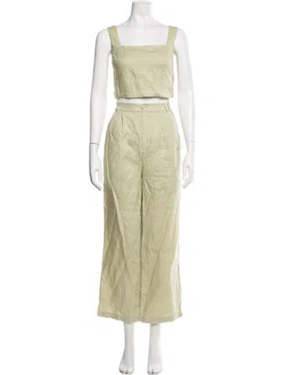Pre-owned Reformation Linen Pant Set In Green