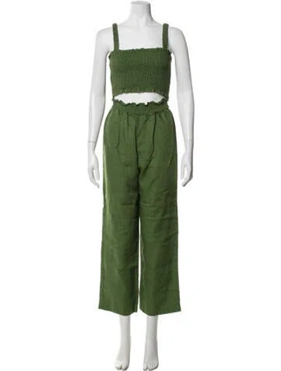 Pre-owned Reformation Linen Pant Set In Green