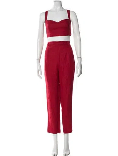 Pre-owned Reformation Linen Pant Set In Red