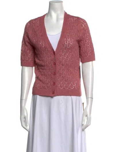 Pre-owned Reformation Linen Patterned Sweater In Pink