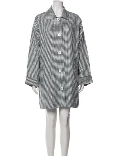 Pre-owned Reformation Linen Plaid Print Coat In Blue