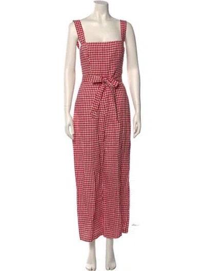 Pre-owned Reformation Linen Plaid Print Jumpsuit In Multi