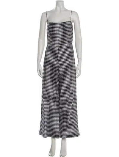 Pre-owned Reformation Linen Plaid Print Jumpsuit In Multi