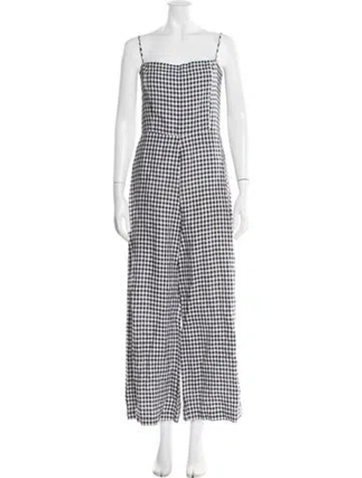 Pre-owned Reformation Linen Plaid Print Jumpsuit In Multi
