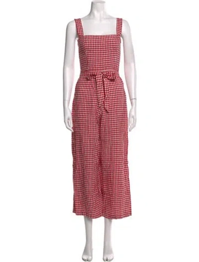 Pre-owned Reformation Linen Plaid Print Jumpsuit In Multi