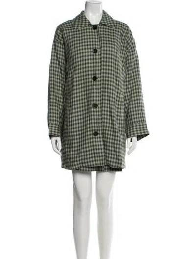 Pre-owned Reformation Linen Plaid Print Skirt Set In Green