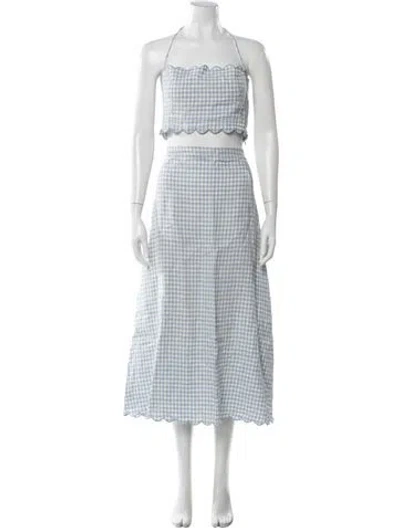Pre-owned Reformation Linen Plaid Print Skirt Set In Multi