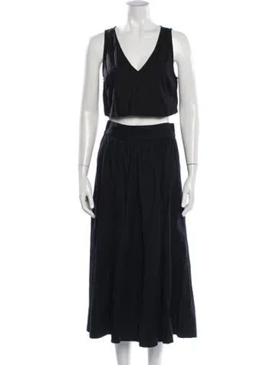 Pre-owned Reformation Linen Pleated Accents Skirt Set In Blue