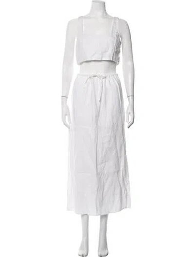 Pre-owned Reformation Linen Pleated Accents Skirt Set In White