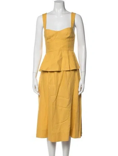 Pre-owned Reformation Linen Pleated Accents Skirt Set In Yellow