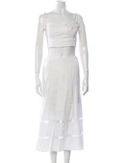 Pre-owned Reformation Linen Pleated Accents Skirt Suit In Neutral