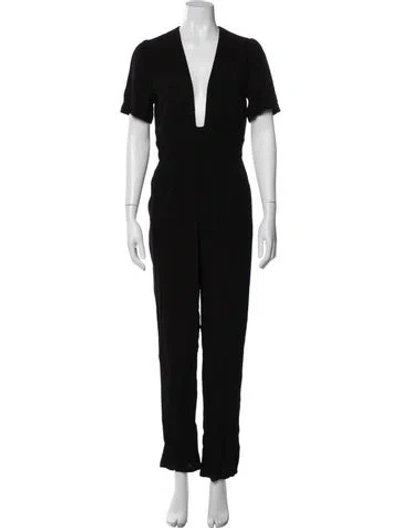 Pre-owned Reformation Linen Plunge Neckline Jumpsuit In Gray