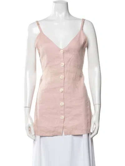 Pre-owned Reformation Linen Plunge Neckline Tunic In Pink
