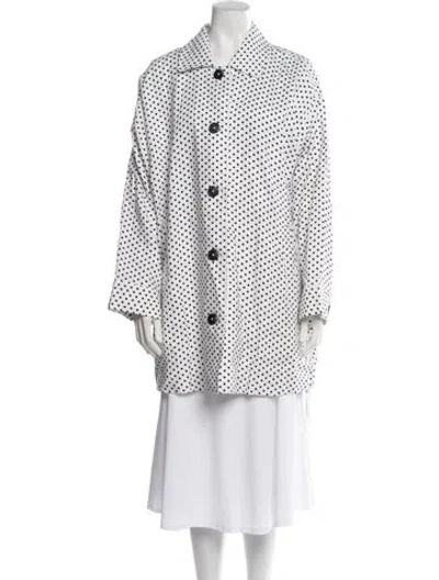 Pre-owned Reformation Linen Polka Dot Print Coat In White