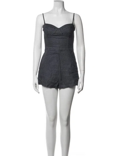 Pre-owned Reformation Linen Polka Dot Print Romper In White