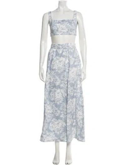 Pre-owned Reformation Linen Printed Skirt Set In Blue