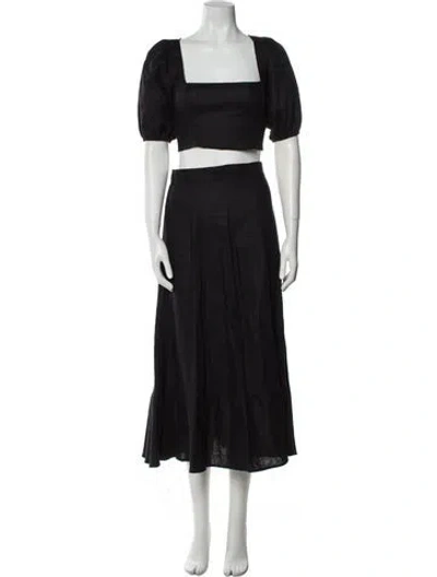 Pre-owned Reformation Linen Ruffle Embellishment Skirt Set In Black