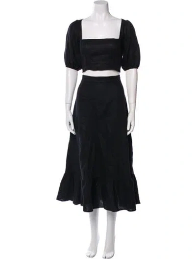 Pre-owned Reformation Linen Ruffle Embellishment Skirt Set In Black