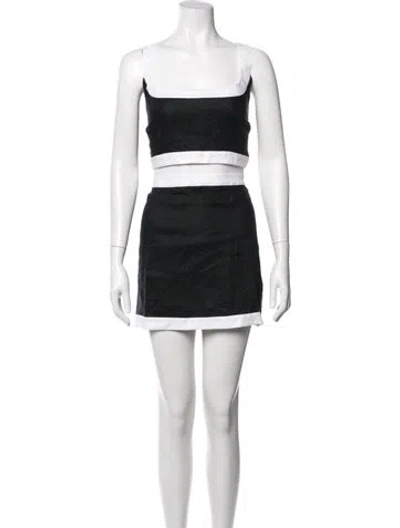 Pre-owned Reformation Linen Ruffle Embellishment Skirt Set In Black
