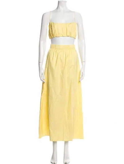Pre-owned Reformation Linen Ruffle Embellishment Skirt Suit In Yellow