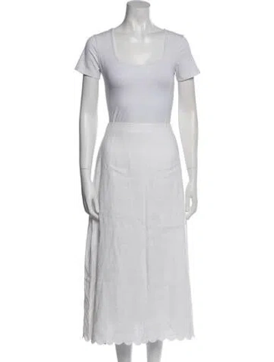 Pre-owned Reformation Linen Scalloped Accent Skirt Set In White