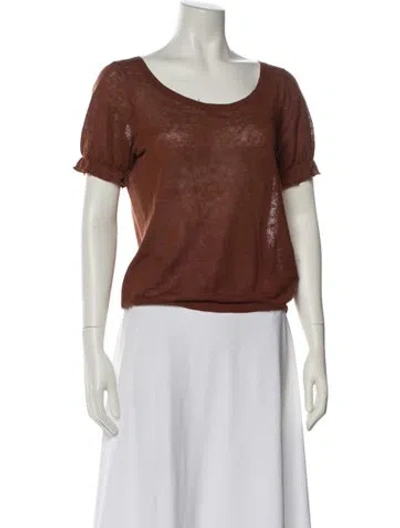 Pre-owned Reformation Linen Scoop Neck T-shirt In Brown