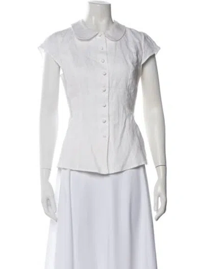 Pre-owned Reformation Linen Short Sleeve Blouse W/ Tags In White