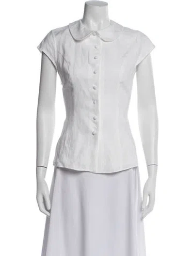 Pre-owned Reformation Linen Short Sleeve Blouse In White