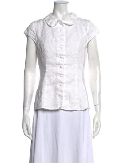 Pre-owned Reformation Linen Short Sleeve Blouse In White
