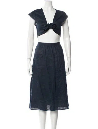 Pre-owned Reformation Linen Skirt Set In Blue