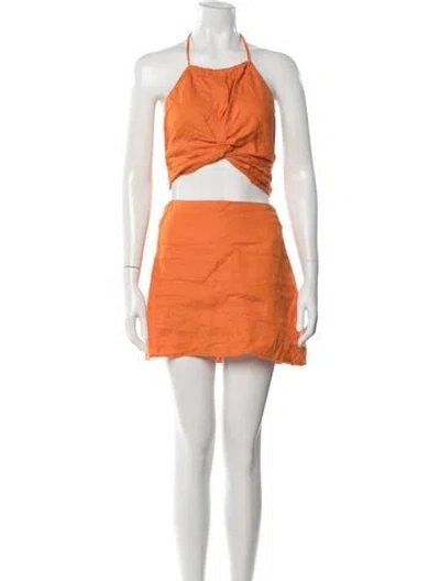 Pre-owned Reformation Linen Skirt Set In Orange